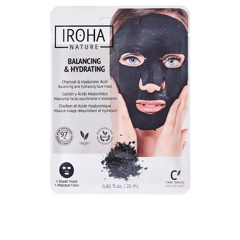Neu Im Sortiment Iroha Nature DETOX CHARCOAL BLACK tissue facial mask