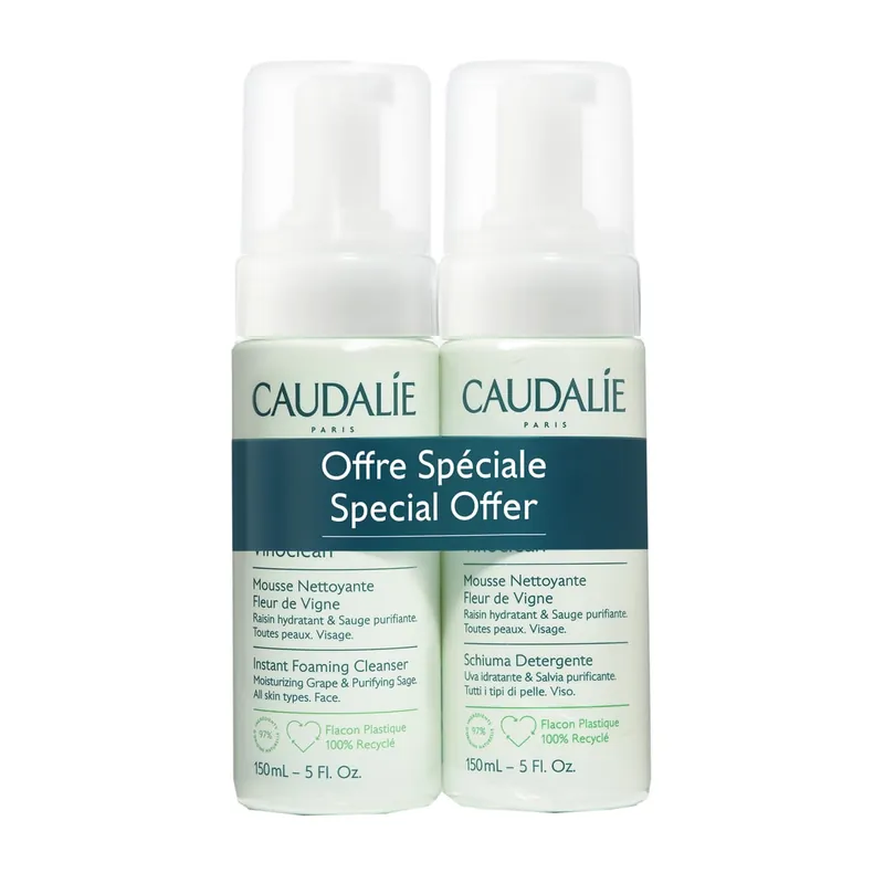 Caudalie Vinoclean Reinigungsschaum (2 Dispenser à 150 ml) Versand Am Gleichen Tag