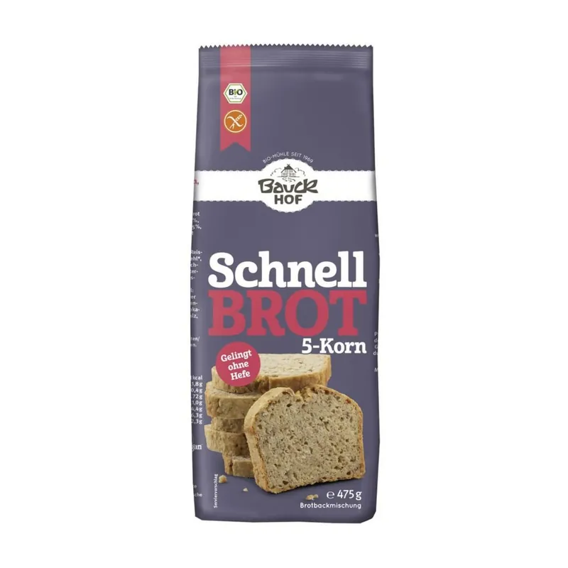 Neu Bauckhof Bio Schnellbrot 5-Korn glutenfrei (475 g)