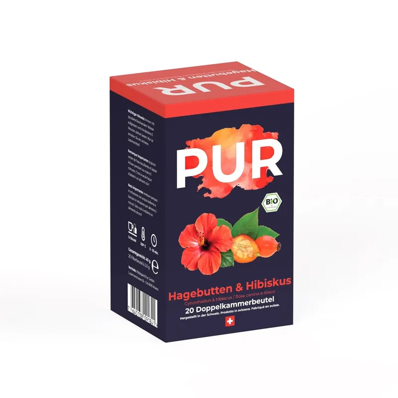 PUR Hagebutten & Hibiskus Tee (20 Beutel) Neu Im Sortiment
