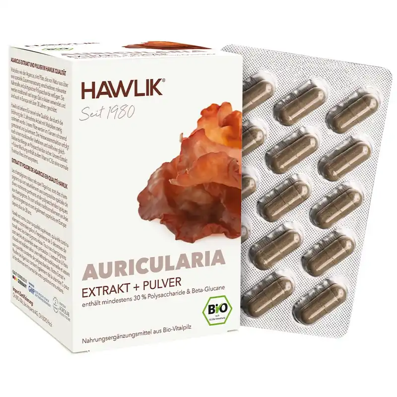 Hawlik Bio Auricularia Extrakt + Pulver (120 Kapseln) Neuheit