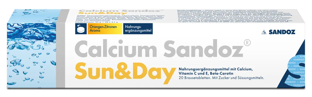 CALCIUM Sandoz Sun & Day (20 Brausetabletten) Neue Kollektion