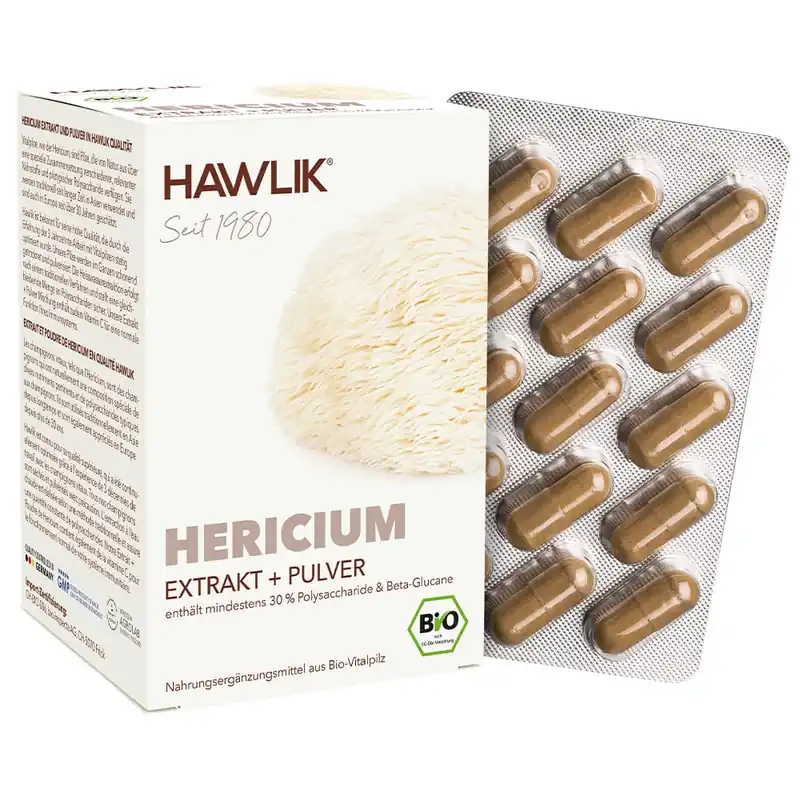 Ausverkauf Hawlik Bio Hericium Extrakt + Pulver (120 Kapseln)