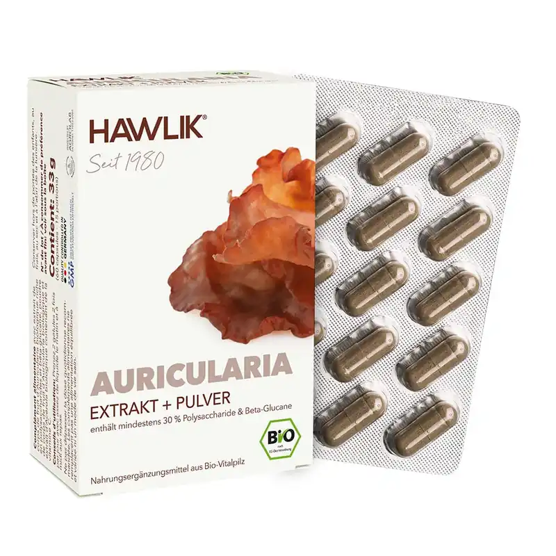Rabatt Hawlik Bio Auricularia Extrakt + Pulver (60 Kapseln)