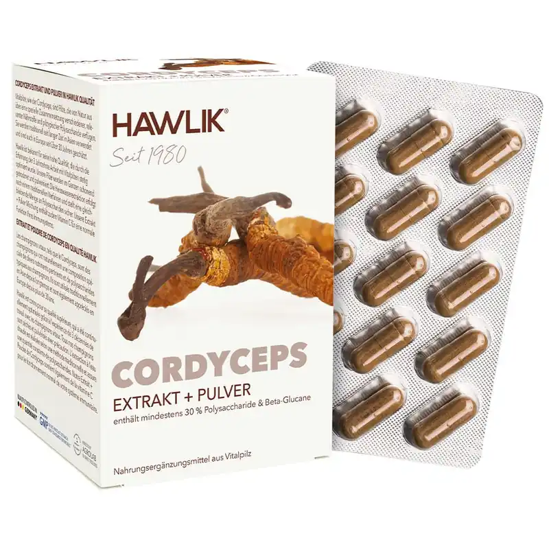 Finale Aktion Hawlik Cordyceps Extrakt + Pulver (120 Kapseln)