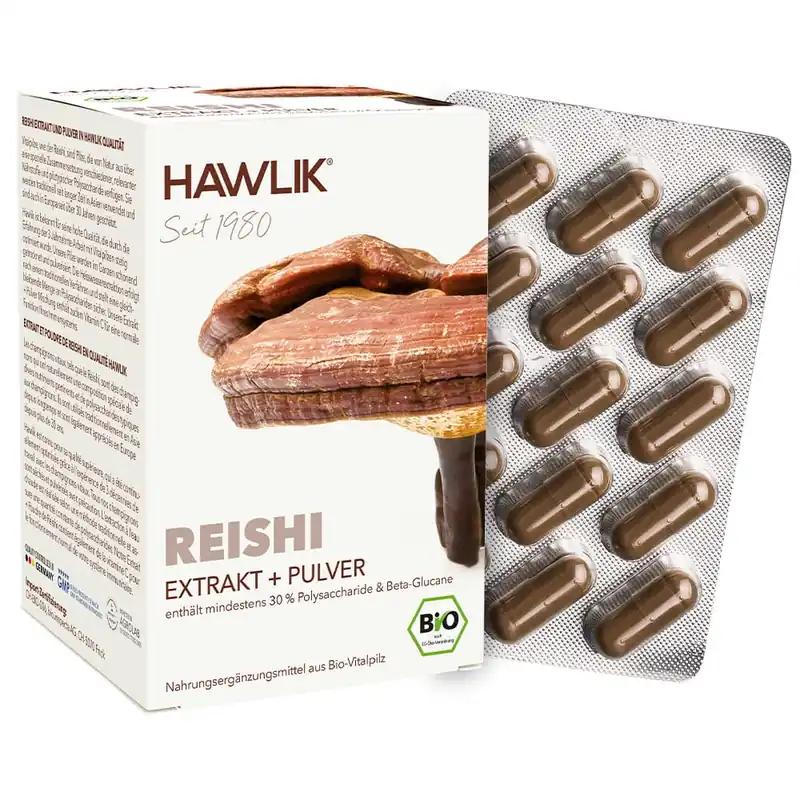 Neuheit Hawlik Bio Reishi Extrakt + Pulver (120 Kapseln)