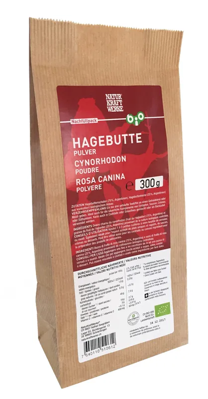 Neue Ware Naturkraftwerke Hagebutten-Pulver (300 g Nachfüllpackung)