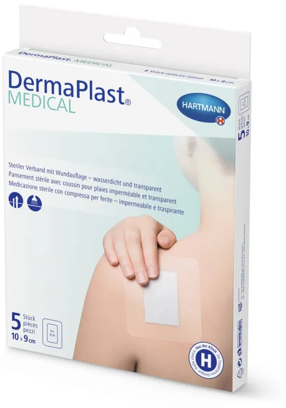 DermaPlast Medical Transparentverband (5 Stk. 10 x 9 cm) Preisreduziert