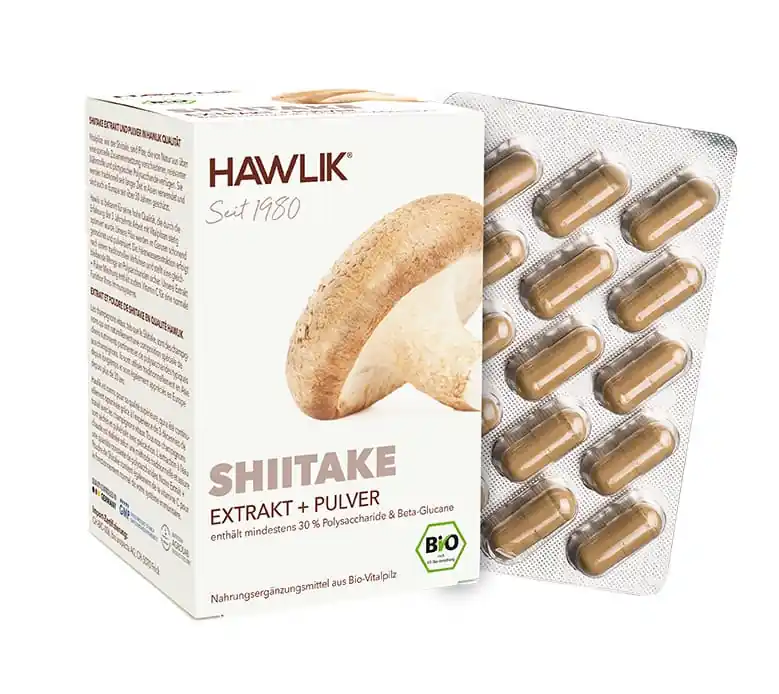 Hawlik Bio Shiitake Extrakt + Pulver (120 Kapseln) Zertifiziert