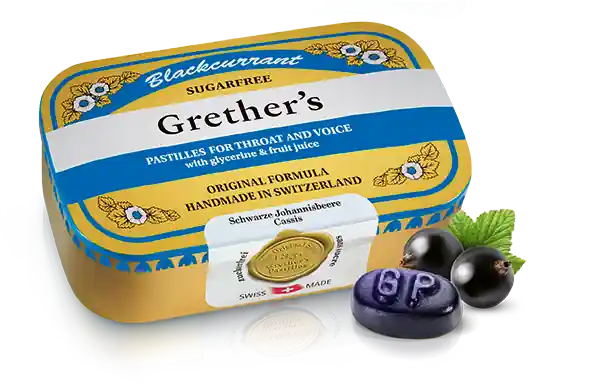 Grethers Blackcurrant Pastillen ohne Zucker (110g) Abverkauf