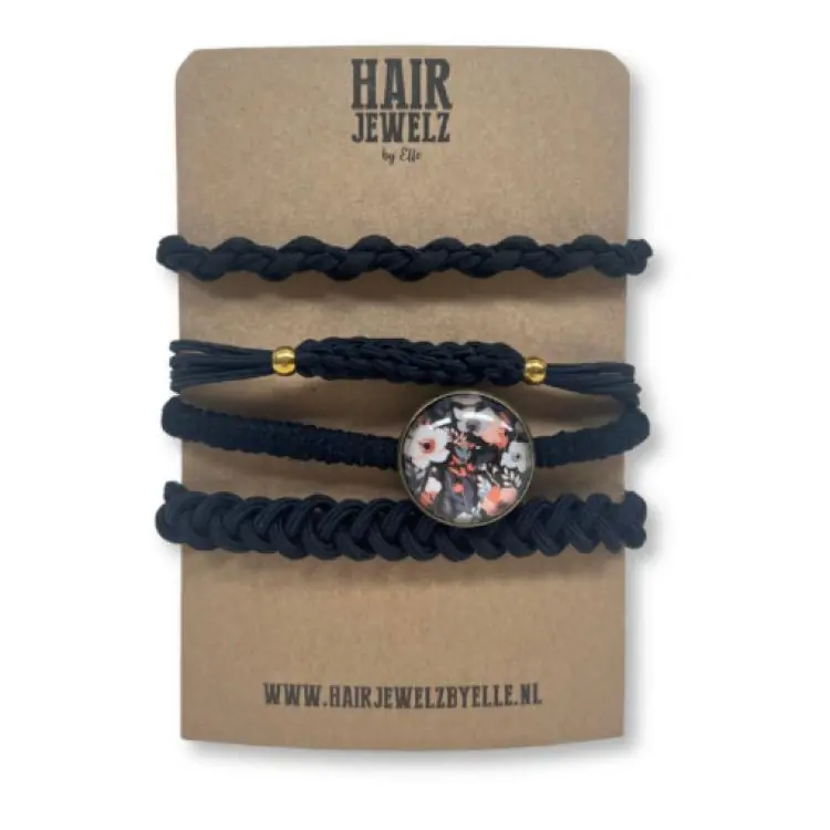 Hairjewelz by Elle Colourband Floral Black Preis Gesenkt