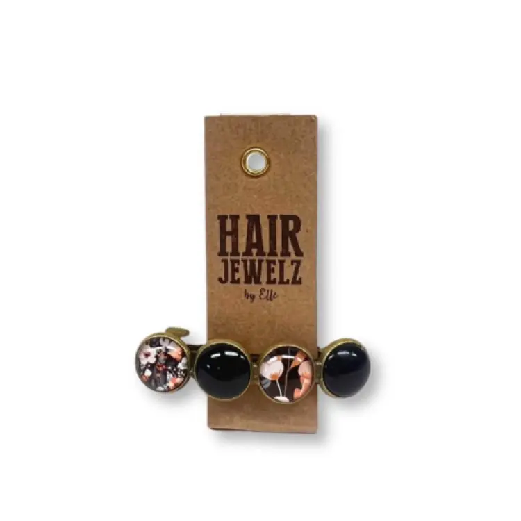 Hairjewelz by Elle Haarspange XL Floral Black Neu