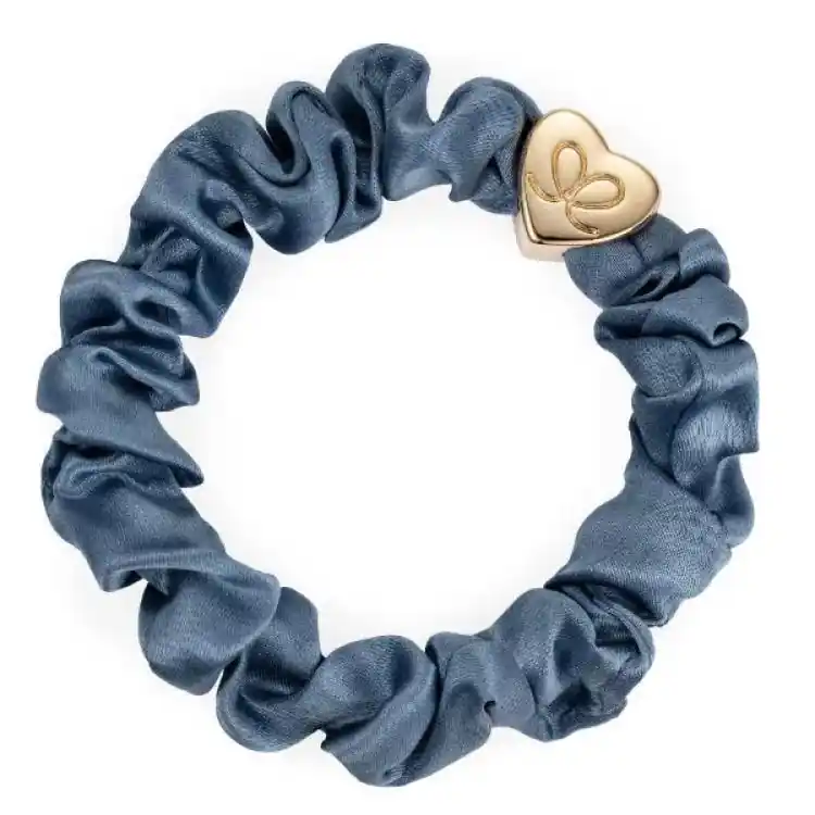 Top-Preis ByEloise Gold Heart Silk Scrunchie Faded Denim