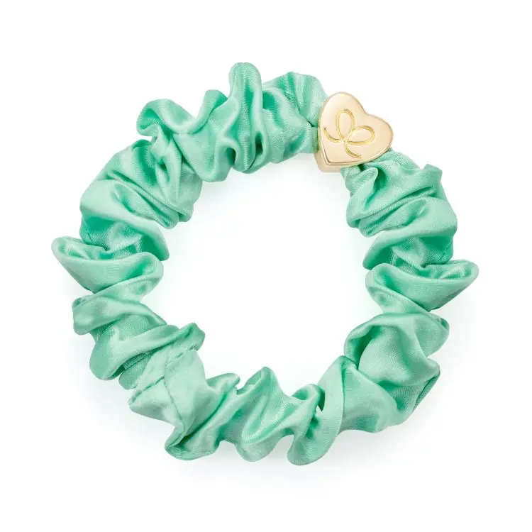 ByEloise Gold Heart Silk Scrunchie Mint Versand Am Gleichen Tag