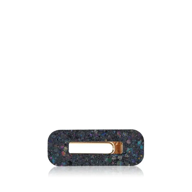 CG Home rechteckige Haarspange schwarz glitzer Neue Ware