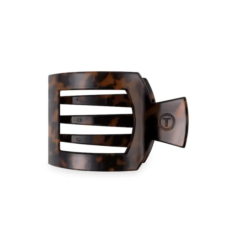 Teleties Medium Flat Square Hair Clip Tortoise Highlight