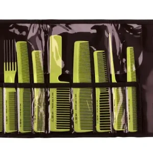 Top-Preis Eurostil Profi-Friseurset mit 9 Kämmen, Nylon grün