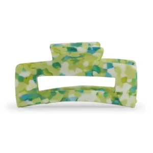 Big Metal London Amber Resin Bulldog Hairclip Green/ White Saisonangebot