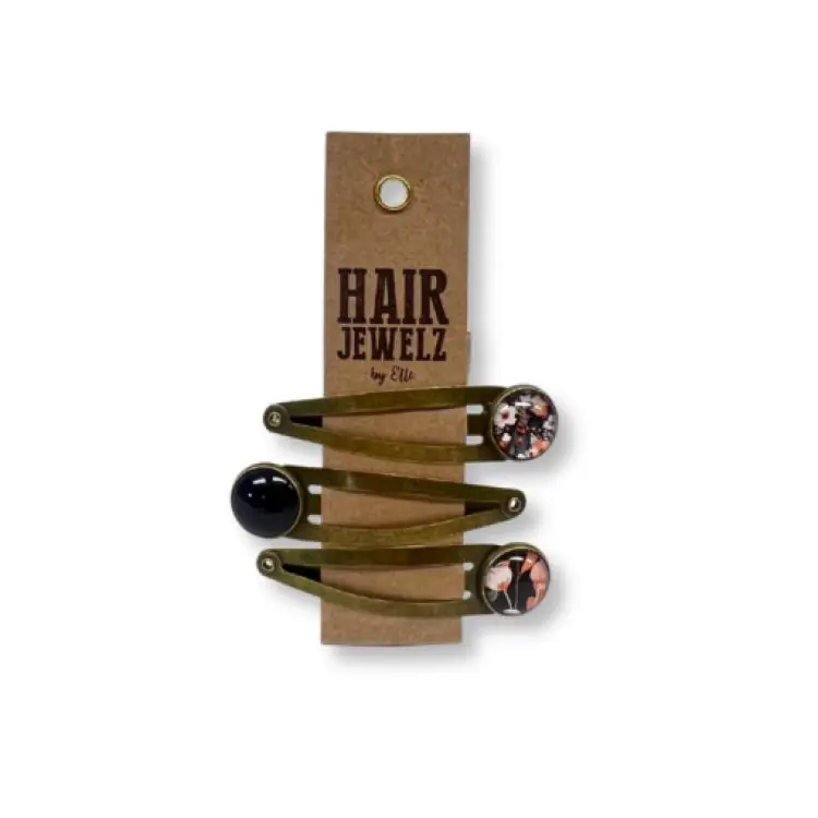Abverkauf Hairjewelz by Elle Haarspangen Click Floral Black