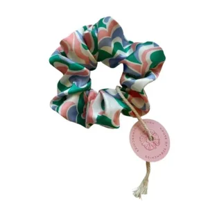 House of Scrunchies Hellblau/ Rosa/ Grün Satin Blumen Midi Schnäppchen