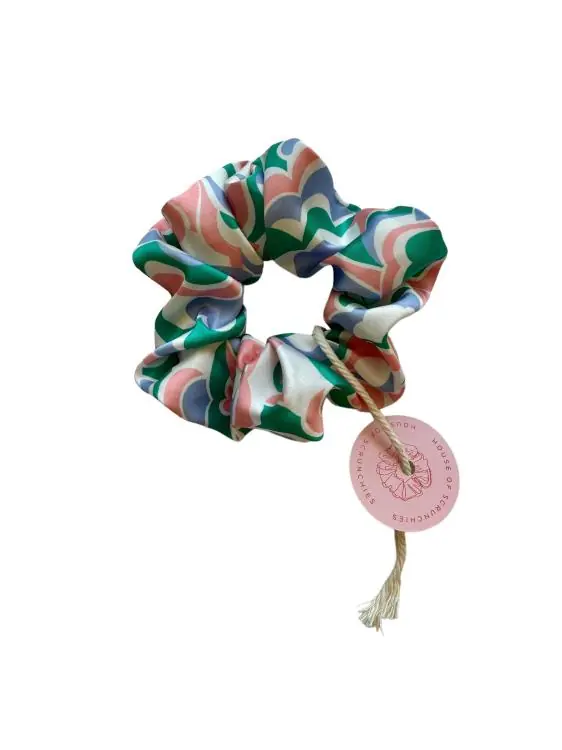 House of Scrunchies Hellblau/ Rosa/ Grün Satin Blumen Midi Schnäppchen