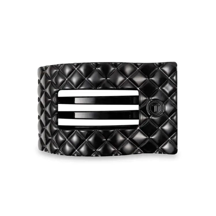 Schnäppchen Teleties Medium Flat Rectangle Hair Clip Jet Black Quilted