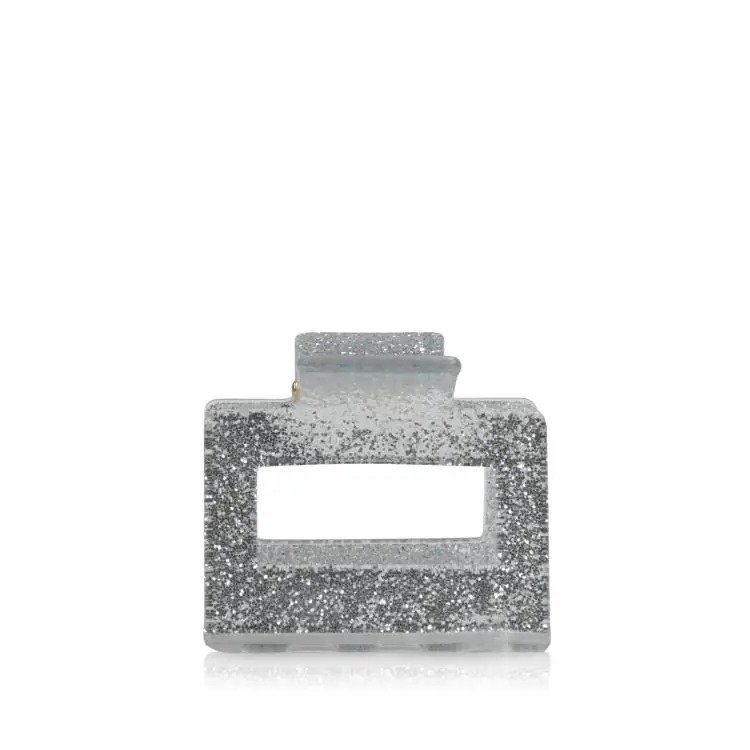 by Vivi Haarklammer Quadrat Silber Glitzer Top-Preis