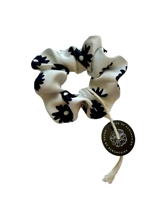 House of Scrunchies Schwarz/ Weiß Satin Blumen Midi Begrenztes Angebot