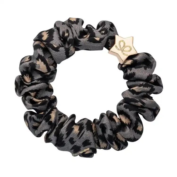 ByEloise Gold Star Silk Scrunchie Grey Leopard Günstig
