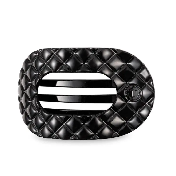Teleties Flat Round Clip groß Jet Black Quilted Bestpreis