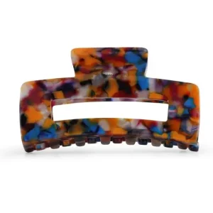 Big Metal London Amber Resin Bulldog Hairclip Blue/ Lila/ Orange Markenware