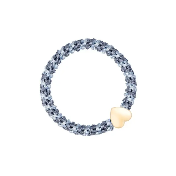 Billig Dark Haargummi Cool Blue Glitter Mix Golden Heart