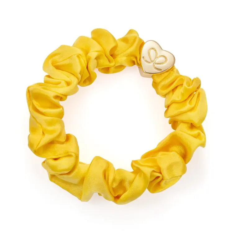 Echt ByEloise Gold Heart Silk Scrunchie Mellow Yellow