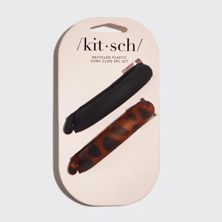 Neu Kitsch Recycled Plastic Pony Clips Black & Tort