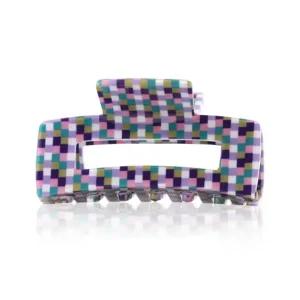 Big Metal London Farah Chequered Resin Hairclip Violett Zertifiziert