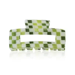 Markenware Big Metal London Farah Chequered Resin Hairclip Green