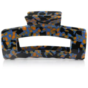 Schneller Versand Big Metal London Donatella Resin Oversized Bulldog Hairclip Blue/ Black/ Orange