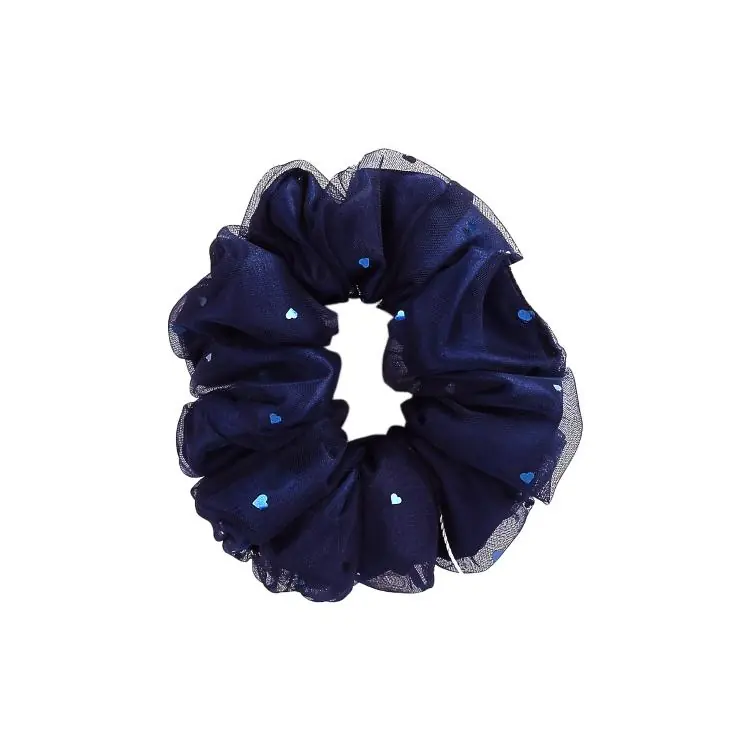 Jetzt Kaufen What a bun! Scrunchie Medium Satin Heart Navy Blue