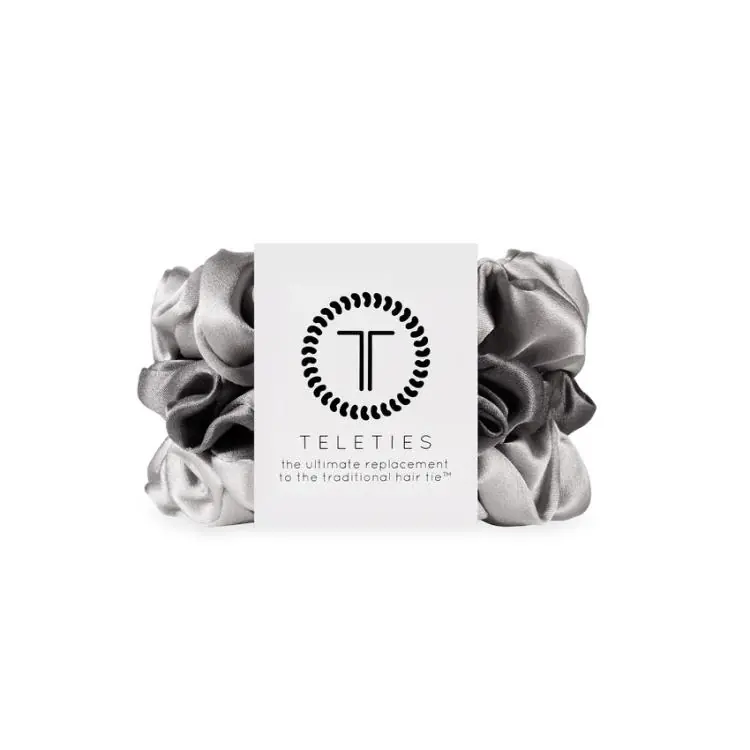Teleties Silk Scrunchie groß Silver Flames Neuheit