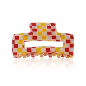 Super-Preis Big Metal London Farah Chequered Resin Hairclip Orange